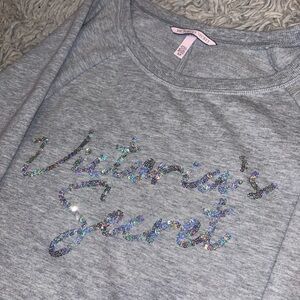 Victoria's Secret Gray Long Sleeve Sparkle Shirt
